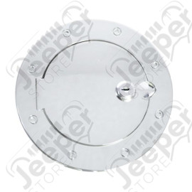 Gas Cap Door, Locking, Polished Aluminum; 97-06 Jeep Wrangler TJ