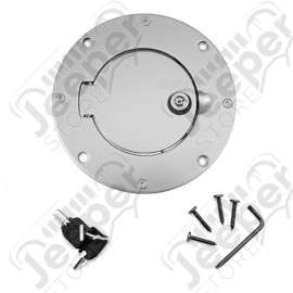 Fuel Hatch Cover, Locking, Brushed Aluminum; 97-06 Jeep Wrangler TJ