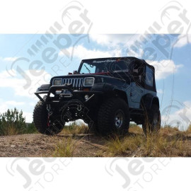 RRC Bumper, Front with Grille Guard, Black; 87-06 Jeep Wrangler YJ/TJ
