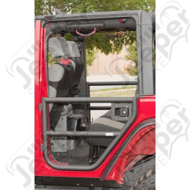 Tube Doors, Rear, Textured Black; 07-18 Jeep Wrangler JKU