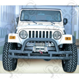 Double Tube Bumper, Front, 3 Inch, Hoop, Winch Ready; 76-06 CJ/YJ/TJ