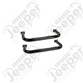 Tube Side Step Kit, Round, 3 Inch, Black; 76-83 Jeep CJ5
