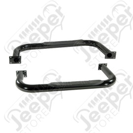 Tube Side Step Kit, Round, 3 Inch, Black; 76-86 Jeep CJ7