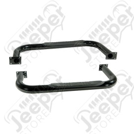 Tube Side Step Kit, Round, 3 Inch, Black; 87-95 Jeep Wrangler YJ