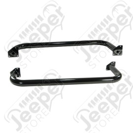 Tube Side Step Kit, Round, 3 Inch, Black; 97-06 Jeep Wrangler TJ