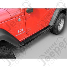 Tube Side Step Kit, Round, 3 Inch, Black; 07-18 Jeep Wrangler JK