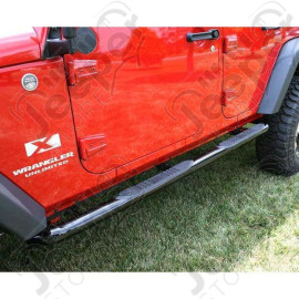 Tube Side Step Kit, Round, 3 Inch, Black; 07-18 Jeep Wrangler, 4 Door