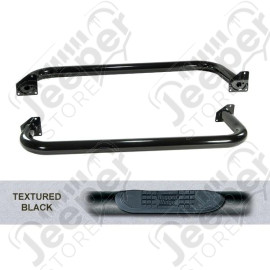 Tube Side Step Kit, Round, 3 Inch, Black; 97-06 Jeep Wrangler TJ