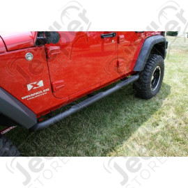 Tube Side Step Kit, Round, 3 Inch, Black; 07-18 Jeep Wrangler, 4 Door