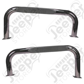 Tube Side Step Kit, Round, 3 Inch, Stainless Steel; 76-83 Jeep CJ7
