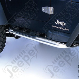 Tube Side Step Kit, Round, 3 Inch, Stainless Steel; 97-06 Wrangler TJ