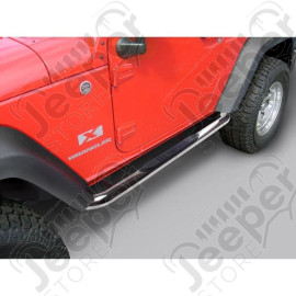 Tube Side Step Kit, Round, 3 Inch, Stainless; 07-18 Wrangler, 2 Door