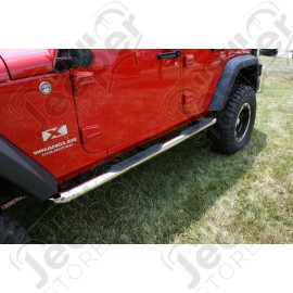 Tube Side Step Kit, Round, 3 Inch, Stainless; 07-18 Wrangler, 4 Door