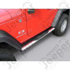 Tube Side Step Kit, Oval, 4.25 Inch, Stainless; 07-18 Wrangler, 2 Door