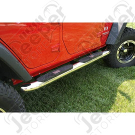 Tube Side Step Kit, Round, 4 Inch, Stainless; 07-18 Wrangler, 4 Door