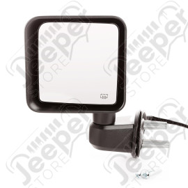 Door Mirror, Left, Power, Heated, Black; 15-18 Jeep Wrangler JK