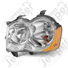 Headlight Assembly, Left, No Fog Lights; 05-10 Grand Cherokee/Liberty