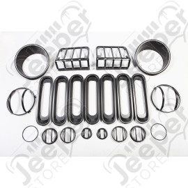 Euro Guard Kit, Black, 19 Piece; 07-18 Jeep Wrangler JK