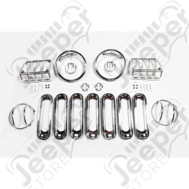 Euro Guard Kit, Chrome, 18 Piece; 07-18 Jeep Wrangler JK/JKU
