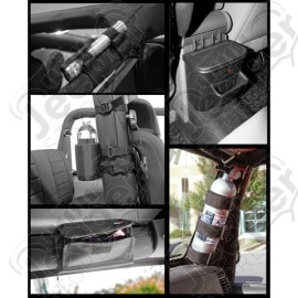 Roll Bar Storage Kit, Interior, Black; 07-10 Jeep Wrangler JK