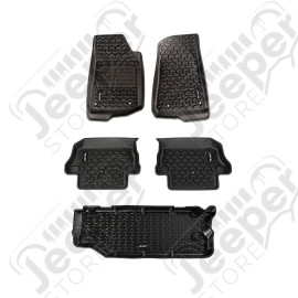 Floor Liner Kit, Blk, F/R/Short Cargo; 18-20 JL 2Dr