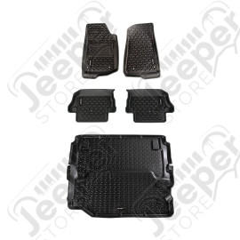 Floor Liner Kit, Blk, F/R/Full Cargo; 18-20 JL 2Dr
