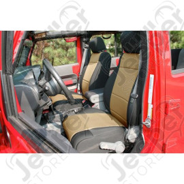Seat Cover Kit, Front, Neoprene, Black/Tan; 11-18 Jeep Wrangler JK