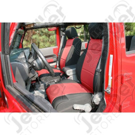 Seat Cover Kit, Front, Neoprene, Black/Red; 11-18 Jeep Wrangler