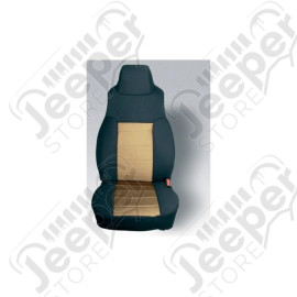 Seat Cover Kit, Front, Fabric, Black/Tan; 97-02 Jeep Wrangler TJ