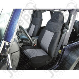 Seat Cover Kit, Front, Fabric, Gray; 76-90 Jeep CJ/Wrangler YJ