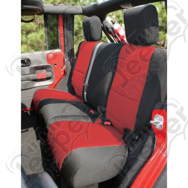 Seat Cover, Rear, Neoprene Black/Red; 07-18 Jeep Wrangler JKU