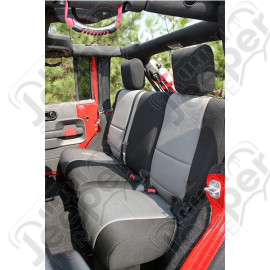 Seat Cover, Rear, Neoprene Black/Gray; 07-18 Jeep Wrangler JK
