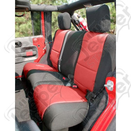 Seat Cover, Rear, Neoprene Black/Red; 07-18 Jeep Wrangler JK