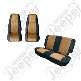 Seat Cover Kit, Black/Tan; 80-90 Jeep CJ/Wrangler YJ