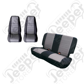Seat Cover Kit, Black/Gray; 80-90 Jeep CJ/Wrangler YJ