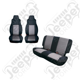 Seat Cover Kit, Black/Gray; 97-02 Jeep Wrangler TJ