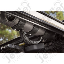 Grab Handle Kit, Paracord, Black/Black; 55-19 Jeep CJ/Wrangler/Gladiator