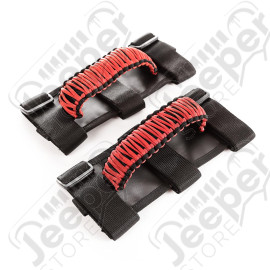 Grab Handle Kit, Paracord, Red/Black; 55-19 Jeep CJ/Wrangler/Gladiator