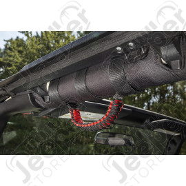 Grab Handle Kit, Paracord, Red/Black; 55-19 Jeep CJ/Wrangler/Gladiator