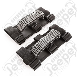 Grab Handle Kit, Paracord, Gray/Black; 55-19 Jeep CJ/Wrangler/Gladiator