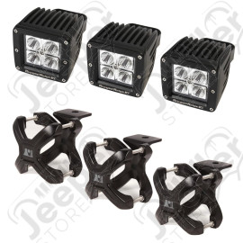 Light Kit, X-Clamp/Square LED, Large, Black, 3 Pieces