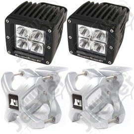 Light Kit, X-Clamp/Square LED, Large, Silver, 2 Pieces