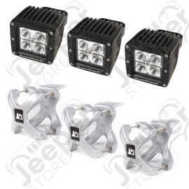 Light Kit, X-Clamp/Square LED, Large, Silver, 3 Pieces