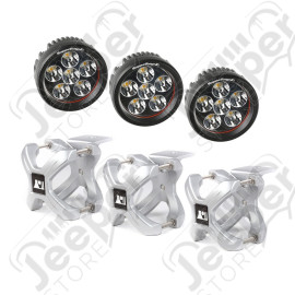 Light Kit, X-Clamp/Round LED, Large, Silver, 3 Pieces