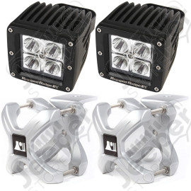 Light Kit, X-Clamp/Square LED, Small, Silver, 2 Pieces