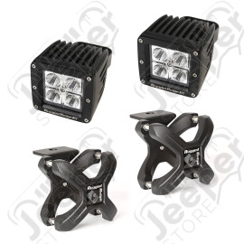 Light Kit, X-Clamp/Square LED, Small, Textured Black, 2 Piece
