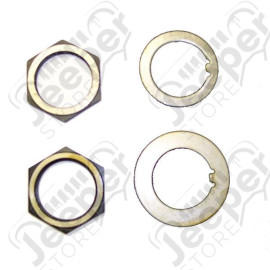 Axle Spindle Nut Kit, W/Washer; 41-45 Willys MB