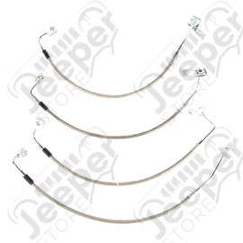 Brake Hose Kit, Braided Stainless Steel; 07-18 Jeep Wrangler JK