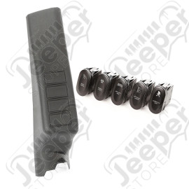 Switch Pod Kit, A-Pillar, 4 Etched Switches, LHD; 11-18 Wrangler JK