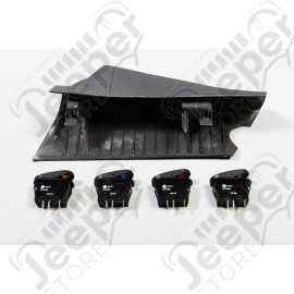 Switch Pod Kit, A-Pillar, 4 Switches, Black, RHD; 07-10 Wrangler JK